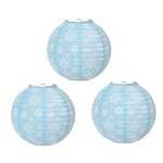 Beistle Snowflake Paper Lanterns, 9-1/2-Inch, Light Blue/White