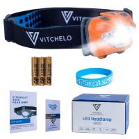 Vitchelo V800 Headlamp Flashlight With Red Led, Orange