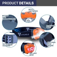 Vitchelo V800 Headlamp Flashlight With Red Led, Orange