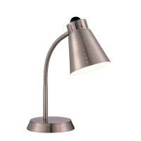 Satco 57053 Large Gooseneck Desk Lamp With 13-Watt Gu24 2700K Mini Spiral, Nickel, 17 X 17 X 17