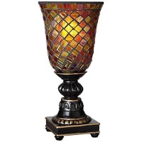 Regency Hill Traditional Accent Table Lamp 12 High Dark Bronze Brown Amber Mosaic Glass Uplight Shade Decor For Bedroom Living Room Nightstand Bedside Office House Home Family Entryway