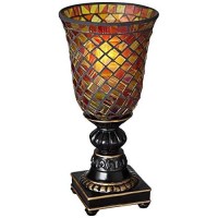 Regency Hill Traditional Accent Table Lamp 12 High Dark Bronze Brown Amber Mosaic Glass Uplight Shade Decor For Bedroom Living Room Nightstand Bedside Office House Home Family Entryway