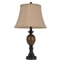 Decor Therapy Mae Resin And Marble Table Lamp In Bronze, Round Softback Taupe Beige Shade, 3-Way Light, Bronze - (14