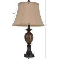 Decor Therapy Mae Resin And Marble Table Lamp In Bronze, Round Softback Taupe Beige Shade, 3-Way Light, Bronze - (14