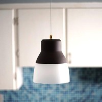 Its Exciting Lighting Iel-5891 Glass Pendant Bronze Ir Led Light With Bronze Hardware And Frosted Glass Shade, Battery Operated With 24 Included Leds