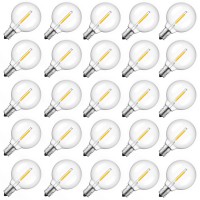 Brightown G40 Replacement Led Light Bulbs, 25 Pack Clear Globe Bulb Fits E12 C7 Candelabra Screw Base Sockets, 1.5 Inch Dimmable Edison Light Bulbs For Indoor Outdoor Patio Decor, Warm White