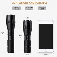 Outlite A100 Portable 2000 Lumens Handheld Led Flashlight With Adjustable Focus And 5 Light Modes, Outdoor Water Resistant Flashlights High Lumens, Tactical Flashlight For Camping Hiking Emergency