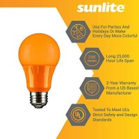 Sunlite A19/3W/O/Led Led A19 Colored Light Bulb, 3 Watts (25W Equivalent), E26 Medium Base, Non-Dimmable, Ul Listed, 1 Count (Pack Of 1), Orange