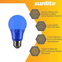 Sunlite 80145 A19 Colored Light Bulb 3 Watts (25W Equivalent), E26 Medium Base, Non-Dimmable, Ul Listed, Party Decoration, Holiday Lighting, 1 Count, Blue