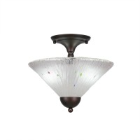 Semi-Flush With 2 Bulbs Shown In Bronze Finish With 12 Frosted Crystal Glass