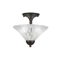 Semi-Flush With 2 Bulbs Shown In Bronze Finish With 12 Italian Ice Glass