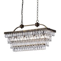 Jojospring Antique Silver 6-Light Rectangular Glass Droplets Chandelier