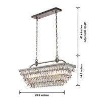 Jojospring Antique Silver 6-Light Rectangular Glass Droplets Chandelier