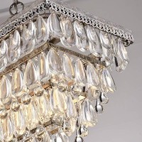 Jojospring Antique Silver 6-Light Rectangular Glass Droplets Chandelier