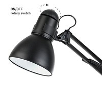 Globe Electric 5698601 28 Heavy Base Top Moving Spring Balanced Swing Arm Desk Lamp, Black, Onoff Rotary Switch On Shade, Office Decor, Reading Light, Home Essentials, Room Lighting