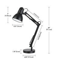 Globe Electric 5698601 28 Heavy Base Top Moving Spring Balanced Swing Arm Desk Lamp, Black, Onoff Rotary Switch On Shade, Office Decor, Reading Light, Home Essentials, Room Lighting