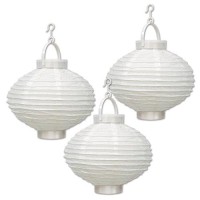 Beistle Light-Up White Paper Lanterns, 8-Inch, White