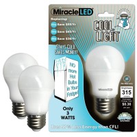 Miracleled 604724 3-Watt Refrigerator And Freezer Light, Long Life Energy Saver Bulb, Cool White, 2-Pack, Replacing Old, Hot 40W Incandescent