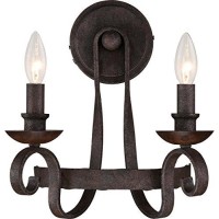 Quoizel Nbe8702Rk Noble European Wall Sconce Lighting, 2-Light, 120 Watts, Rustic Black (13