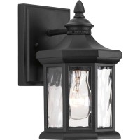 Progress Lighting Edition Collection 1-Light Clear Water Glass Traditional Outdoor Small Wall Lantern Light Textured Black, 55