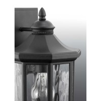 Progress Lighting Edition Collection 1-Light Clear Water Glass Traditional Outdoor Small Wall Lantern Light Textured Black, 55