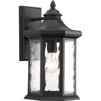 Progress Lighting Edition Collection 1-Light Clear Water Glass Traditional Outdoor Large Wall Lantern Light Textured Black, 9