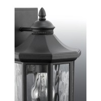 Progress Lighting Edition Collection 1-Light Clear Water Glass Traditional Outdoor Large Wall Lantern Light Textured Black, 9