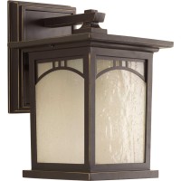 Progress Lighting Residence Collection 1-Light Umber Textured Art Glass Craftsman Outdoor Small Wall Lantern Light Antique Bronze, 6