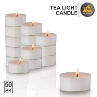 Ner Mitzvah Tea Light Candles 50 Bulk Pack White Unscented Tealight Candles In Clear Cup Long Burning 45 Hour