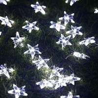 Sunniemart 30 Led White Star String Lights Solar Christmas Lights For Patio Garden Lawn