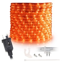 Wyzworks 288Leds, 25Ft Led Rope Light, Connectable Waterproof Permanent Outdoor Clear Pvc Tube, Etl Certified, Christmas Trees Holiday Decorative Landscape Backyard Patio Accent Lighting - Orange