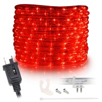 Wyzworks 108Leds, 10Ft Led Rope Light, Connectable Waterproof Permanent Outdoor Clear Pvc Tube, Etl Certified, Christmas Trees Holiday Decorative Landscape Backyard Patio Accent Lighting - Red