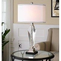 Geometric Cut Crystal Prism Table Lamp | Elegant White