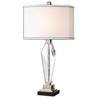 Geometric Cut Crystal Prism Table Lamp | Elegant White