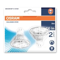 Osram Halogen-Reflector/Decostar/ Gu5.3-Socket/Dimmable / 12 Volt / 35 Watt / 36 Beam Angle/Warm White - 2800K / Pack Of 2