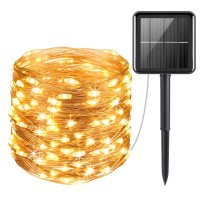 Amir Upgraded Solar String Lights Outdoor, 8 Modes Mini 39Feet 120 Led Copper Wire Lights, Solar Powered Fairy Lights, Waterproof Decoration Lights For Garden Yard Party Wedding Christmas (Warm White)