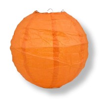 Paperlanternstorecom 8 Inch Persimmon Orange Round Paper Lantern Crisscross Ribbing Hanging Decoration