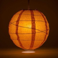 Paperlanternstorecom 8 Inch Persimmon Orange Round Paper Lantern Crisscross Ribbing Hanging Decoration