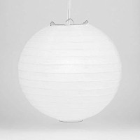 Quasimoon Paperlanternstore Decorative Paper Lantern - (Single, 24-Inch, White, Even Ribbing) Round Paper Lantern - Ideal Wedding And Party Decor Or Home Accent, Lighting Optional