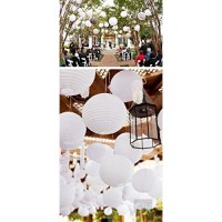 Quasimoon Paperlanternstore Decorative Paper Lantern - (Single, 24-Inch, White, Even Ribbing) Round Paper Lantern - Ideal Wedding And Party Decor Or Home Accent, Lighting Optional