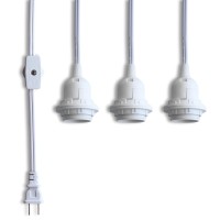 Fantado 19Ft Triple Socket Plug In White Pendant Light Cord For Lanterns Durable Hanging Lamp Kit For Home, Shop Or Garage With On/Off Switch