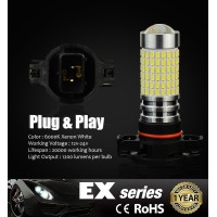 Jdm Astar Bright White 144-Ex Chipsets 2504 Psx24W Led Fog Light Bulbs With Projector