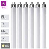 (Pack Of 6) F8T5/Ww - T5 Fluorescent 3000K Warm White - 8 Watt - 12