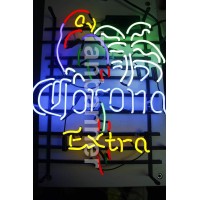 Fs Neon Sign Corona Extra Parrot Bird Right Palm Tree Handcrafted Real Glass ...