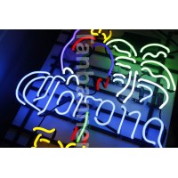 Fs Neon Sign Corona Extra Parrot Bird Right Palm Tree Handcrafted Real Glass ...