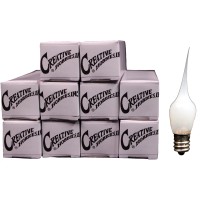 Creative Hobbies Mini Country Style Silicone Dipped Candle Light Bulbs, 3 Watt -Pack Of 10 Bulbs