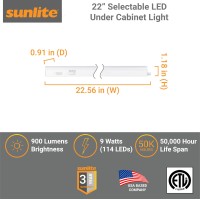 Sunlite 53083-Su Led 22-Inch Linkable Under Cabinet Light Fixture, 8 Watts, 120 Volts, 640 Lumens, For Kitchens, Bathrooms, Offices, Workbenches, Etl Listed, 4000K-Cool White