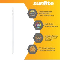 Sunlite 53083-Su Led 22-Inch Linkable Under Cabinet Light Fixture, 8 Watts, 120 Volts, 640 Lumens, For Kitchens, Bathrooms, Offices, Workbenches, Etl Listed, 4000K-Cool White