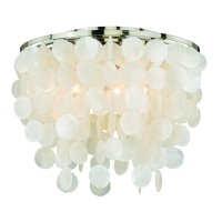 Vaxcel Elsa 16In W Satin Nickel Capiz Shell Coastal Flush Mount Ceiling Light Fixture