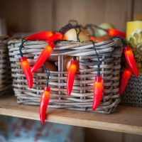 Lights4Fun, Inc. 20 Red Chili Pepper Battery Operated Led Kitchen String Lights